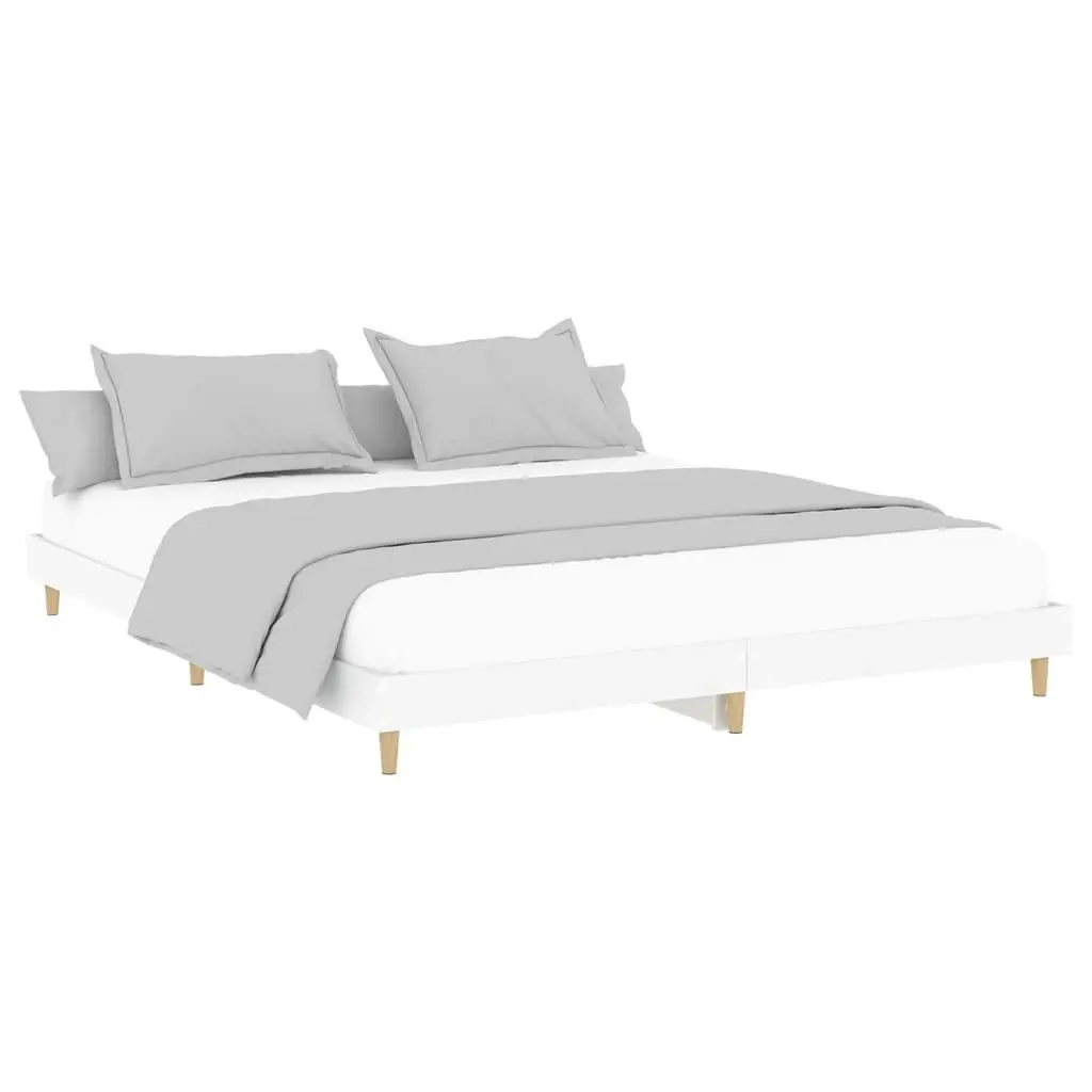 Bed Frame White 153x203 cm Queen Size Engineered Wood 832029