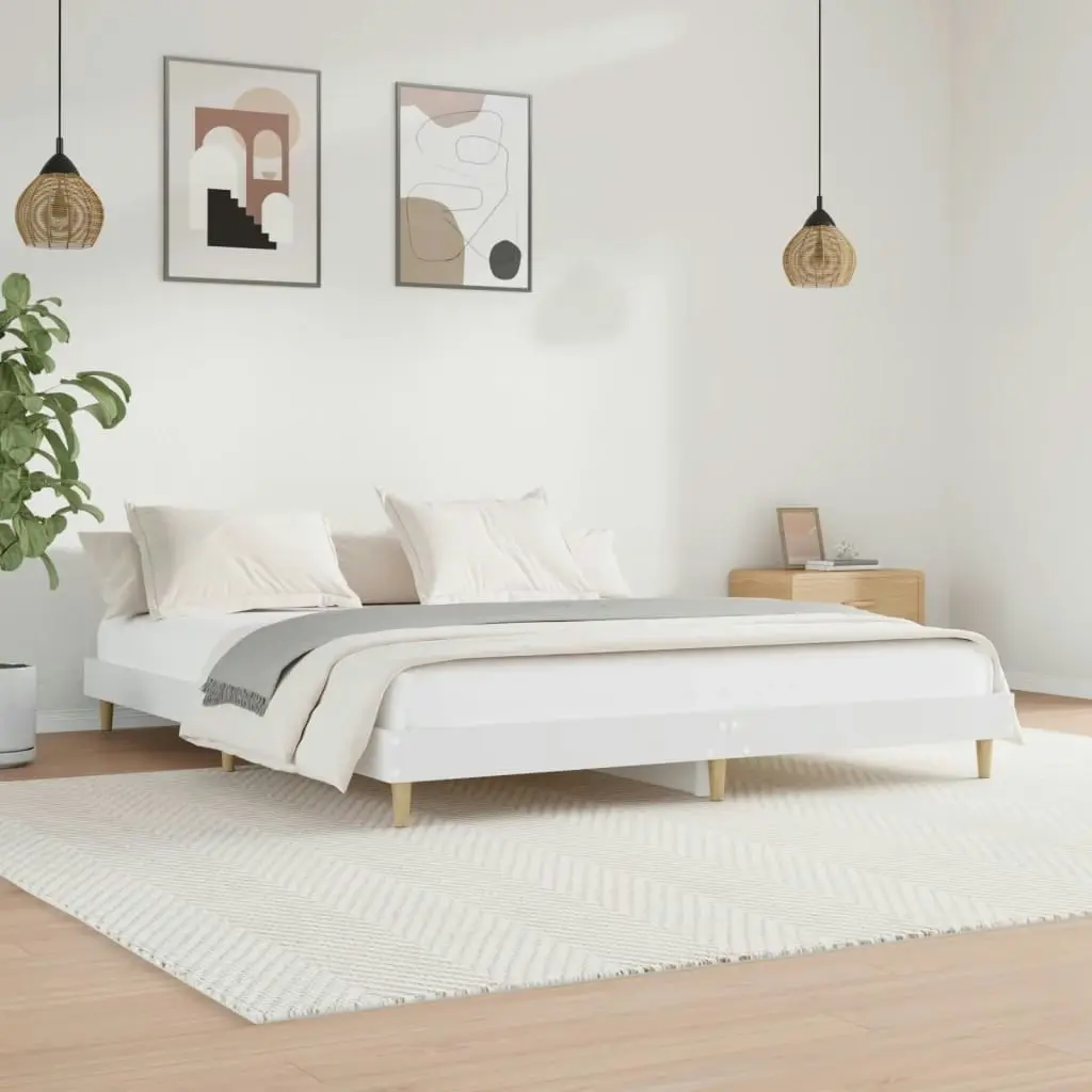 Bed Frame White 153x203 cm Queen Size Engineered Wood 832029