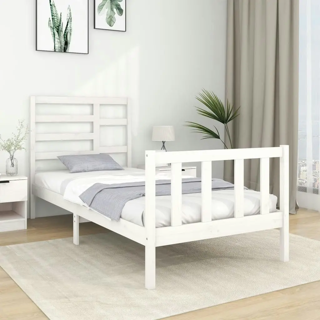 Bed Frame without Mattress White Solid Wood 90x190 cm 3105891