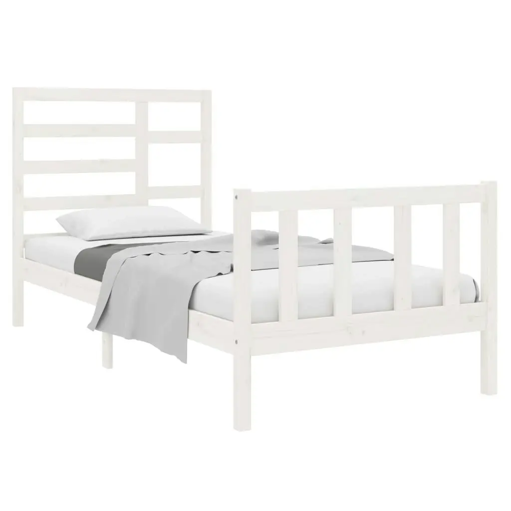 Bed Frame without Mattress White Solid Wood 90x190 cm 3105891