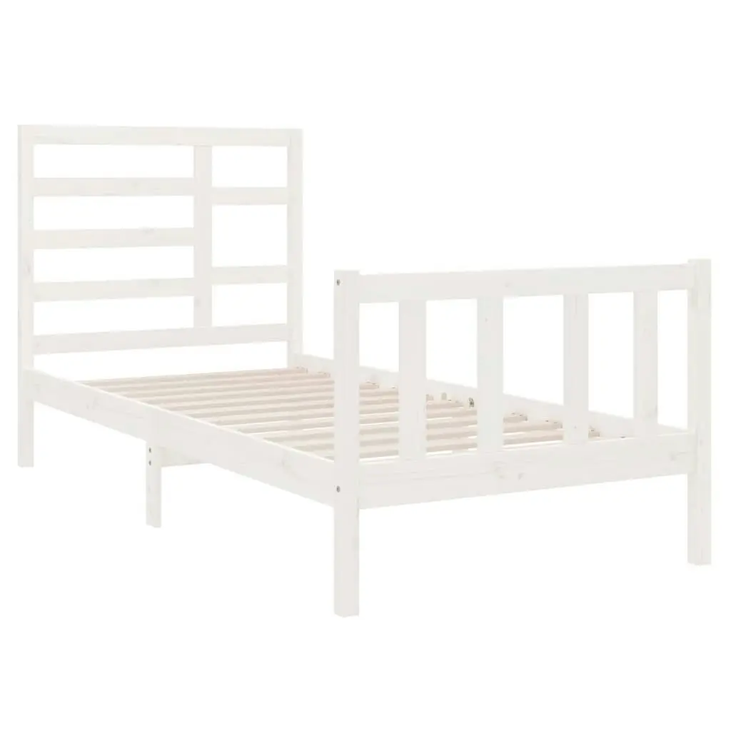 Bed Frame without Mattress White Solid Wood 90x190 cm 3105891