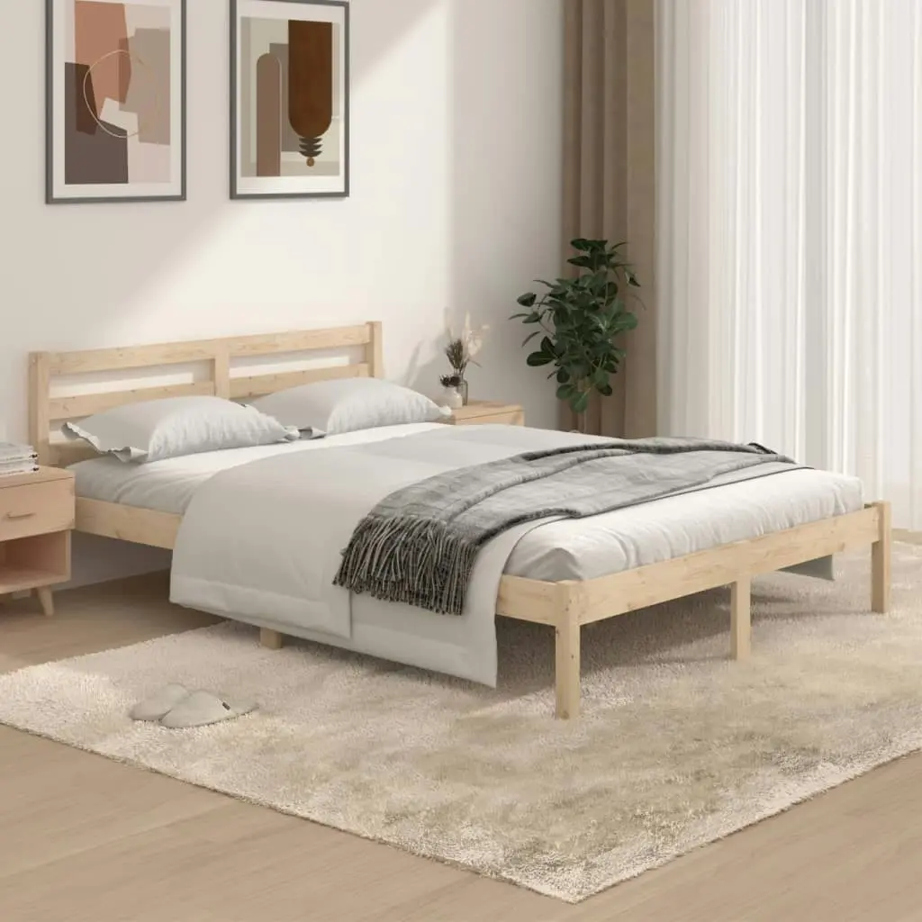 Bed Frame Solid Wood Pine 137x187 cm Double Size 810405