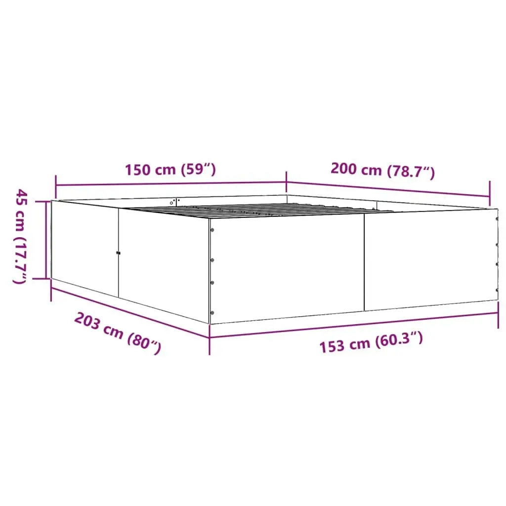 Bed Frame White 150x200 cm Engineered Wood 3280916