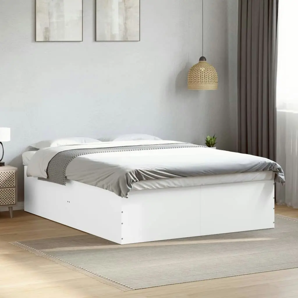 Bed Frame White 150x200 cm Engineered Wood 3280916