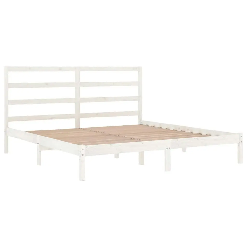 Bed Frame White Solid Wood 183x203 cm King Size 3104949