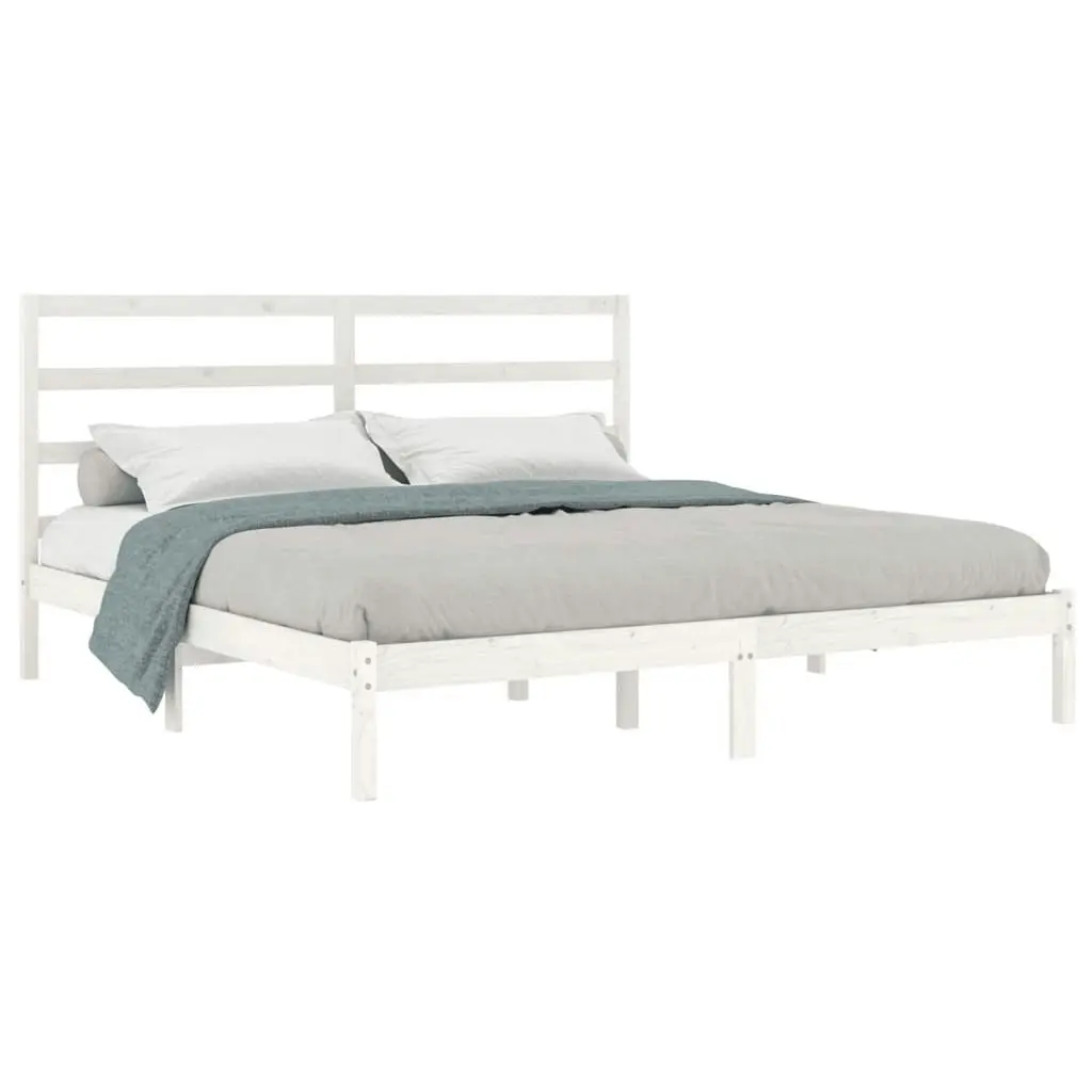 Bed Frame White Solid Wood 183x203 cm King Size 3104949