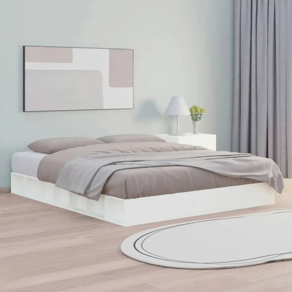 Bed Frame without Mattress White 150x200 cm Solid Wood 820672