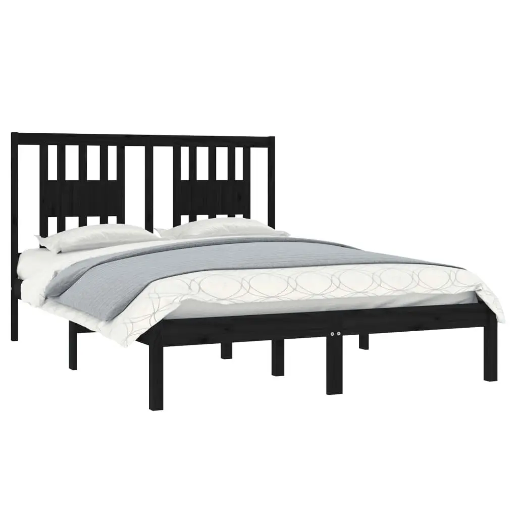 Bed Frame without Mattress Black Solid Wood 135x190 cm 3104042