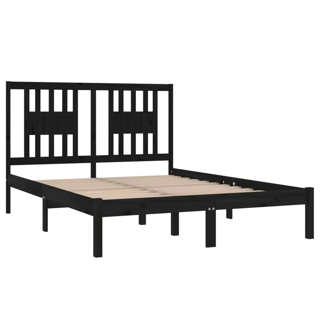 Bed Frame without Mattress Black Solid Wood 135x190 cm 3104042