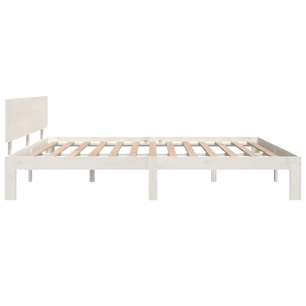 Bed Frame White 183x203 cm King Size Solid Wood 810511