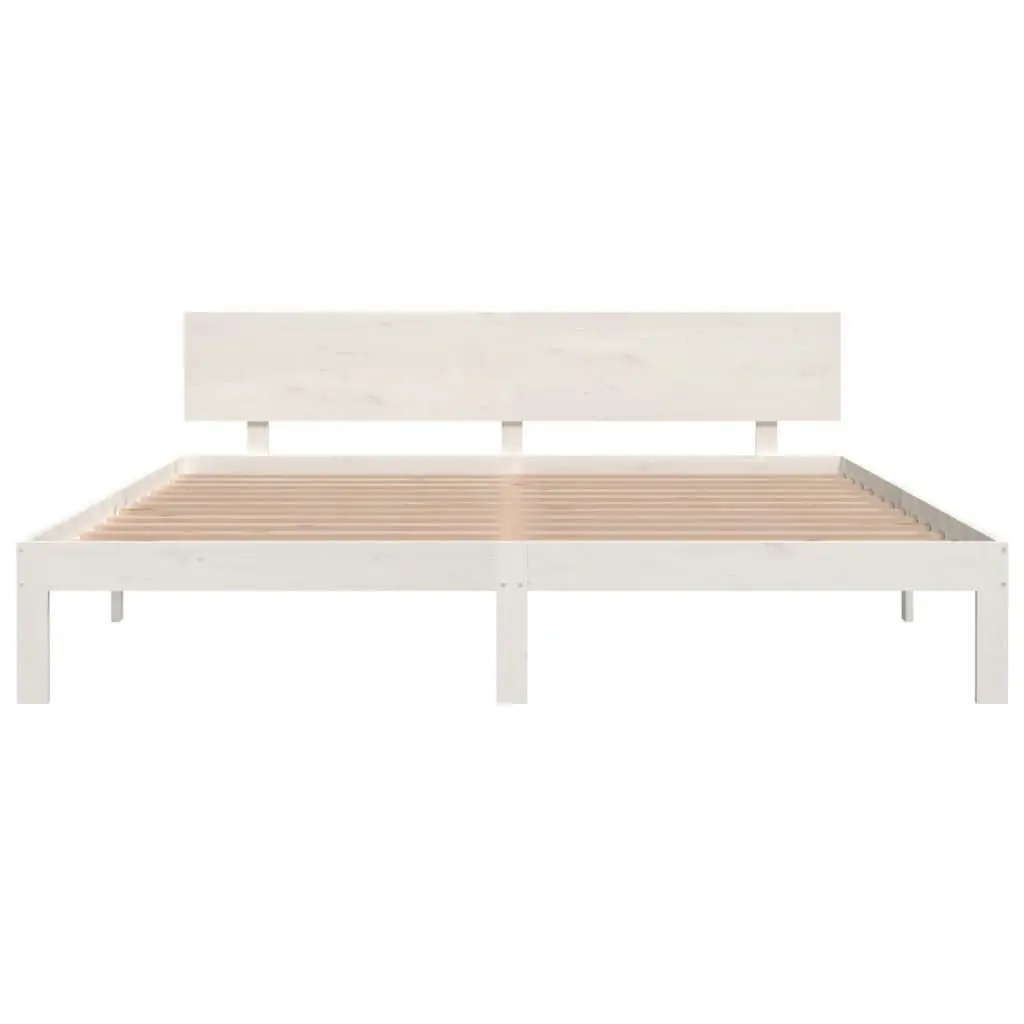 Bed Frame White 183x203 cm King Size Solid Wood 810511