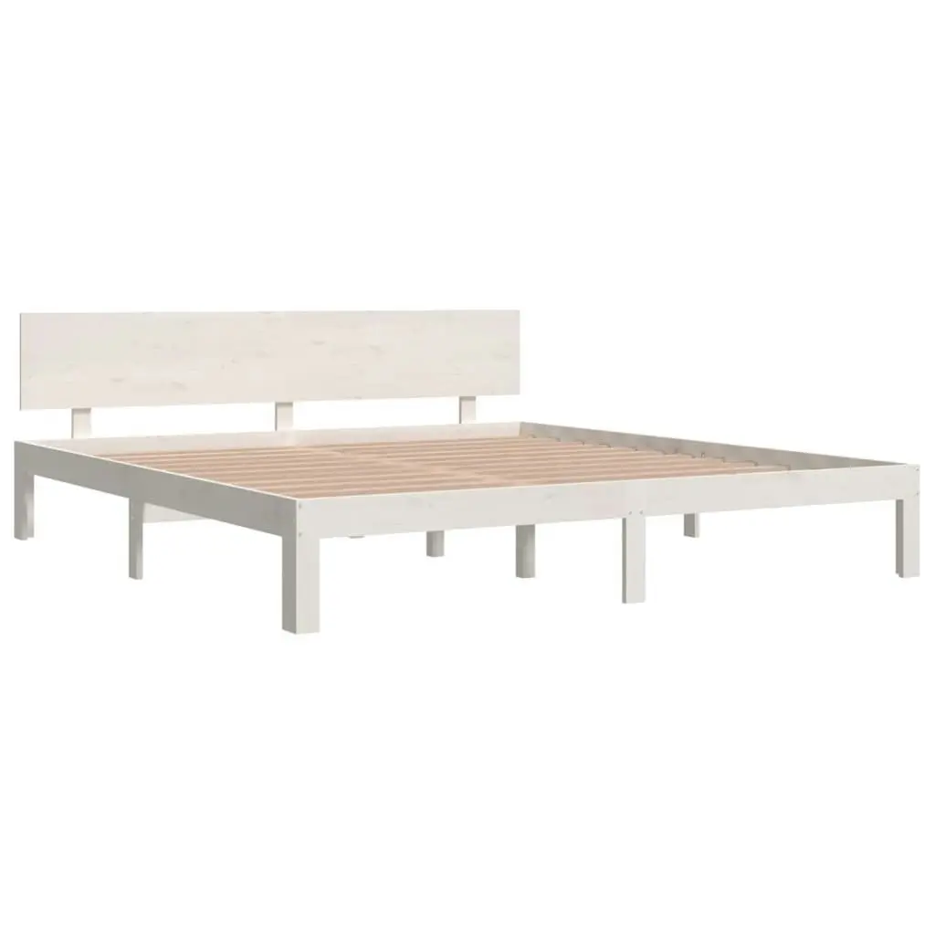 Bed Frame White 183x203 cm King Size Solid Wood 810511