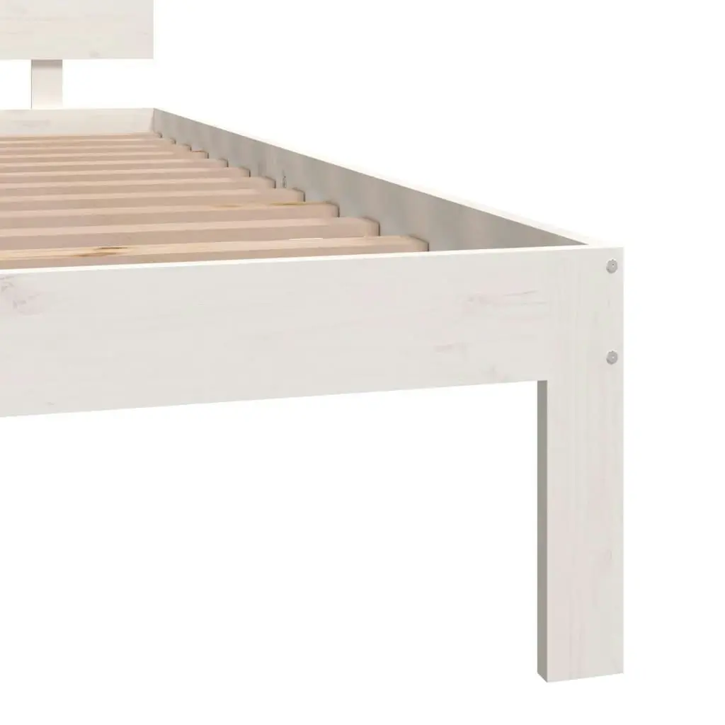 Bed Frame White 183x203 cm King Size Solid Wood 810511