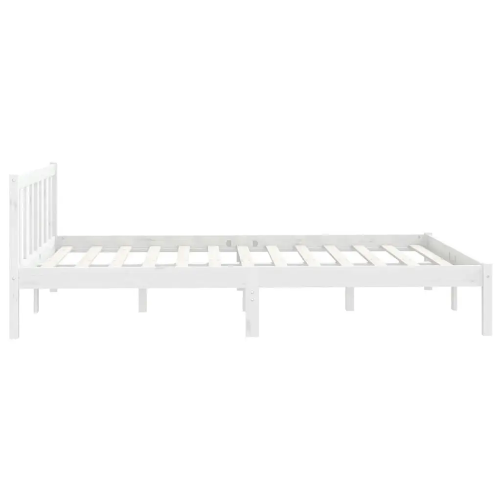 Bed Frame White Solid Wood Pine 153x203 cm Queen Size 810088