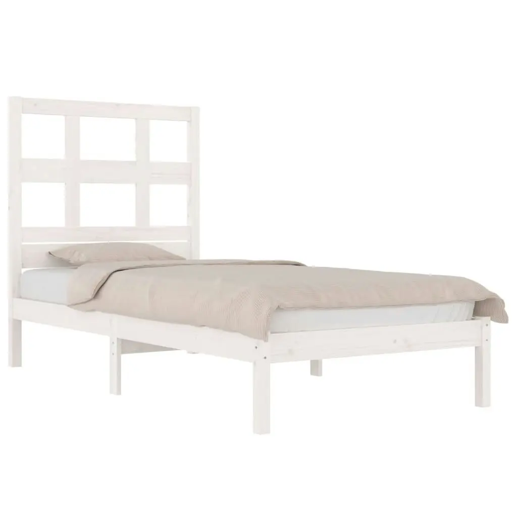 Bed Frame without Mattress White 90x190 cm Solid Wood Pine 3104444