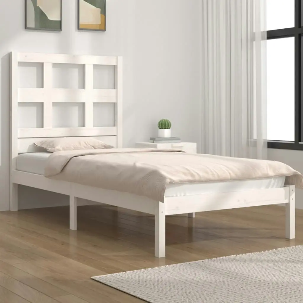 Bed Frame without Mattress White 90x190 cm Solid Wood Pine 3104444