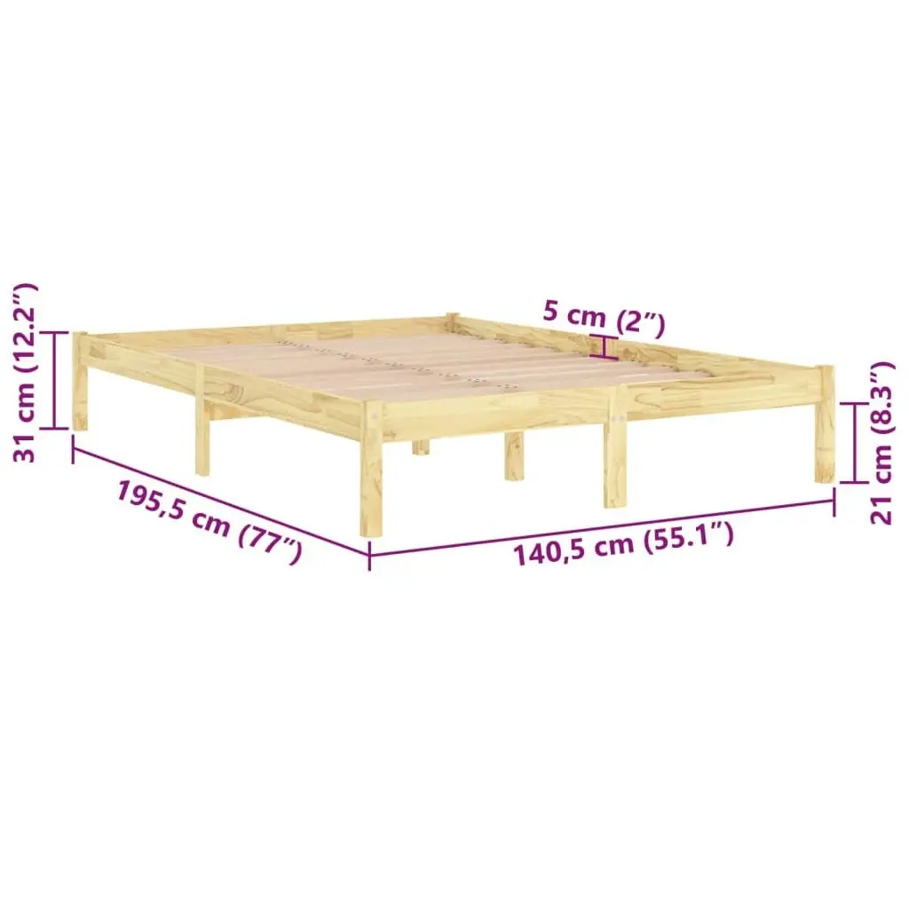 Bed Frame Solid Wood 137x187 cm Double Size 809992