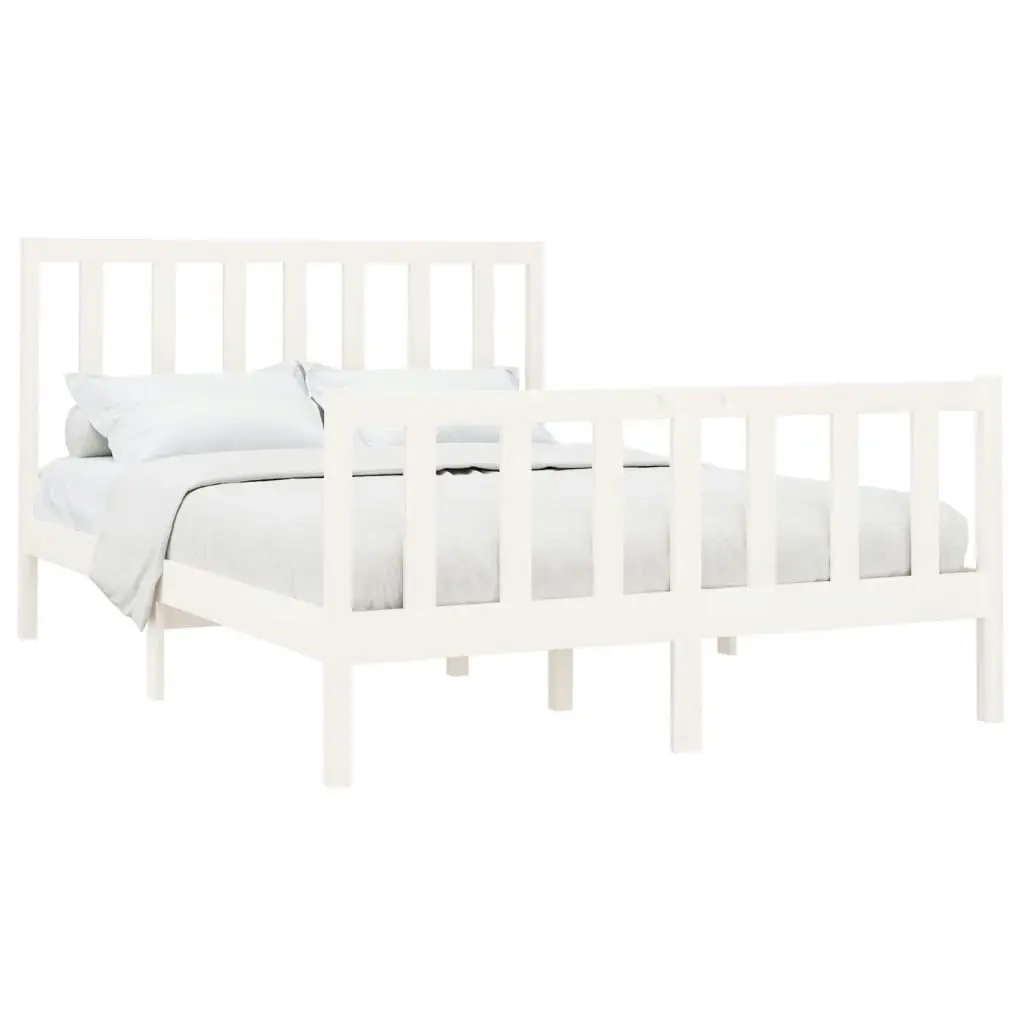 Bed Frame without Mattress White 150x200 cm Solid Wood Pine 3106709