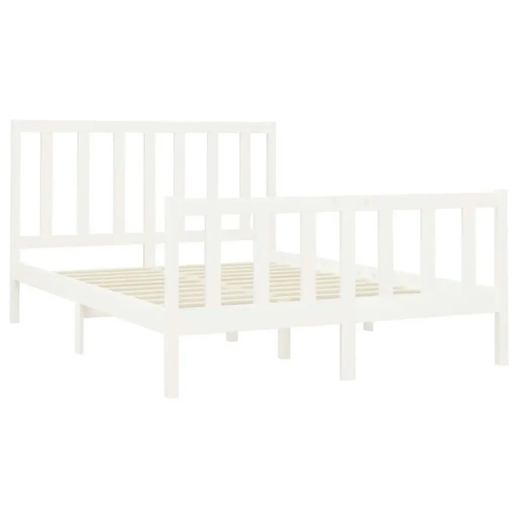 Bed Frame without Mattress White 150x200 cm Solid Wood Pine 3106709