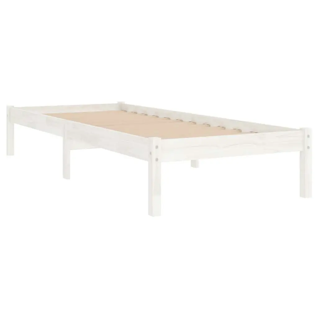 Bed Frame White Solid Wood 92x187 cm Single Size 809983