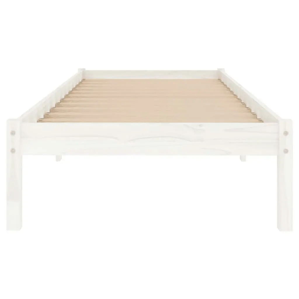 Bed Frame White Solid Wood 92x187 cm Single Size 809983