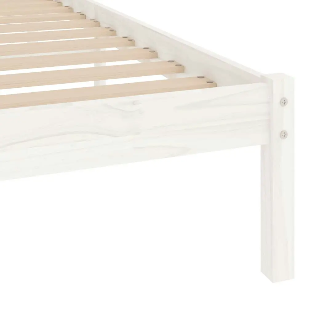 Bed Frame White Solid Wood 92x187 cm Single Size 809983