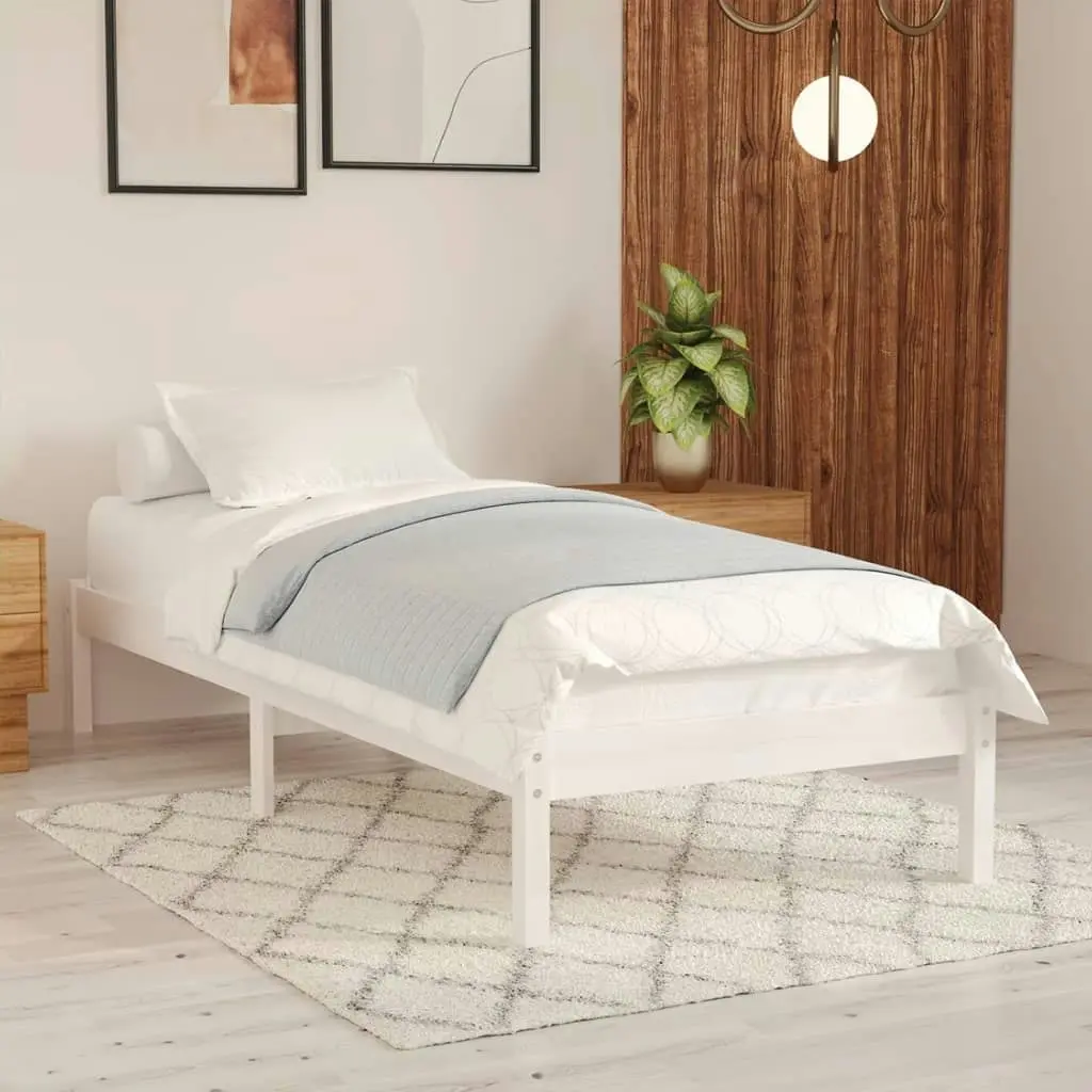 Bed Frame White Solid Wood 92x187 cm Single Size 809983