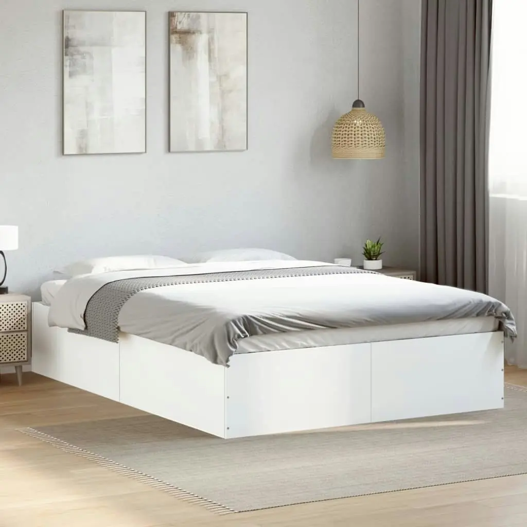 Bed Frame White 135x190 cm Engineered Wood 3281035