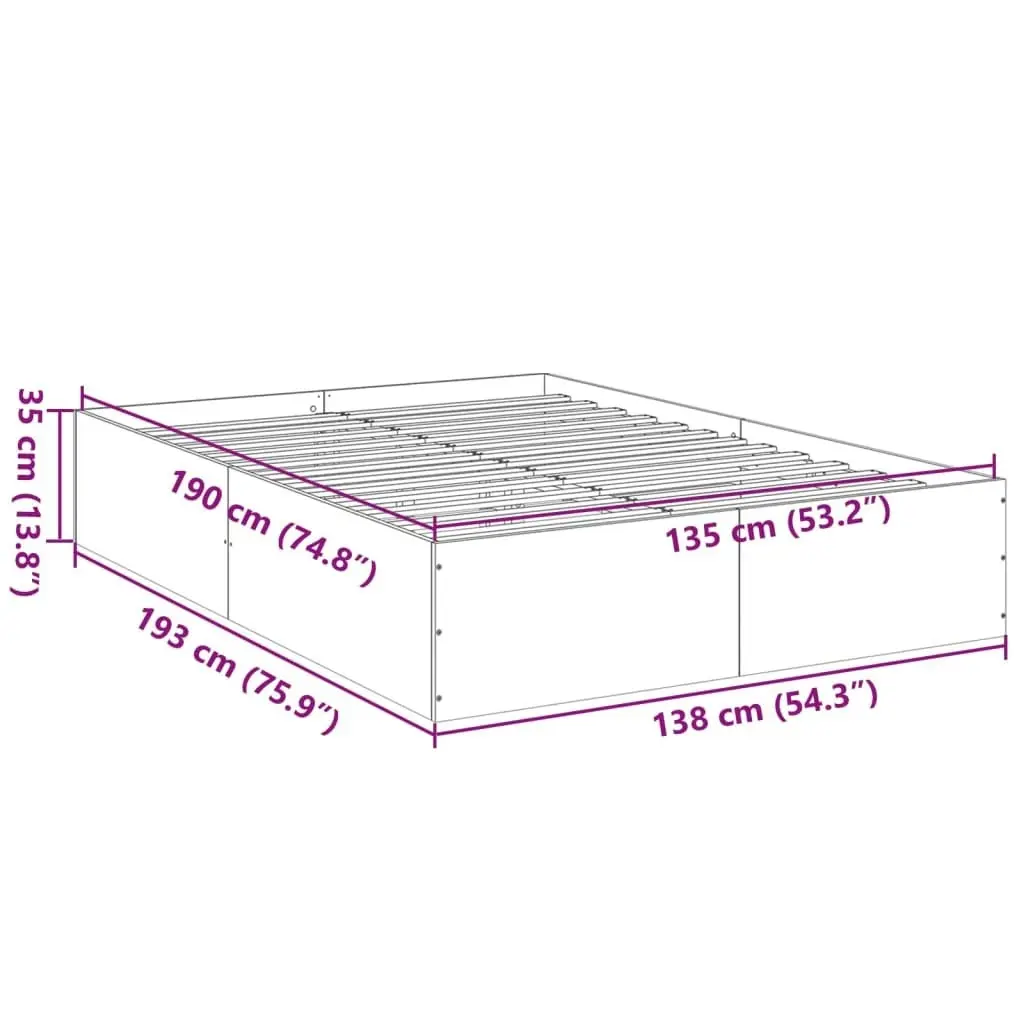 Bed Frame White 135x190 cm Engineered Wood 3281035