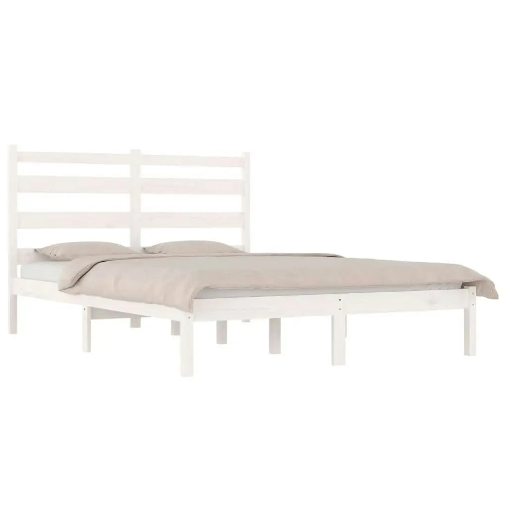 Bed Frame without Mattress White Solid Wood 183x203 cm King 3103664