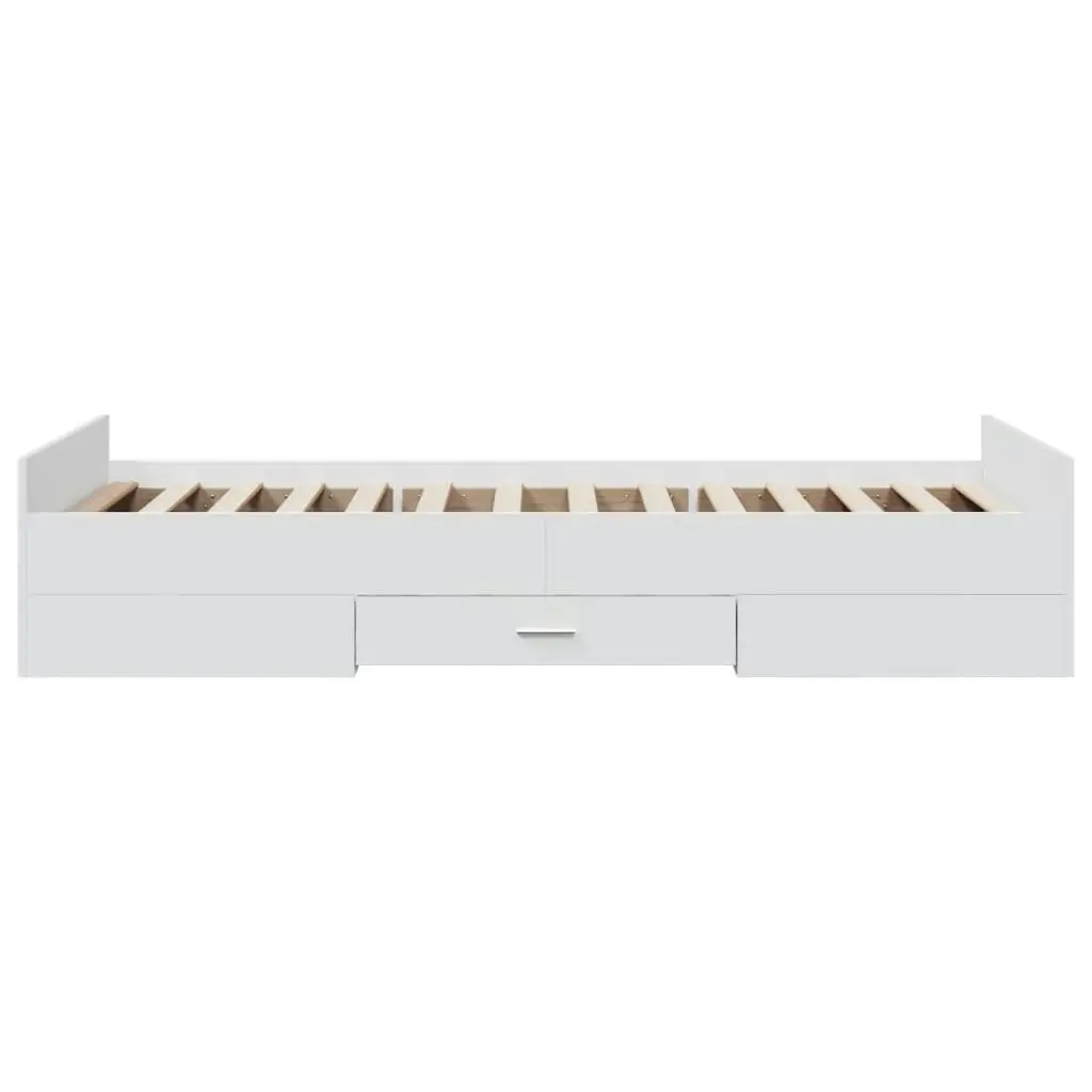 Bed Frame with Drawers White 90x190 cm Engineered Wood 3280342