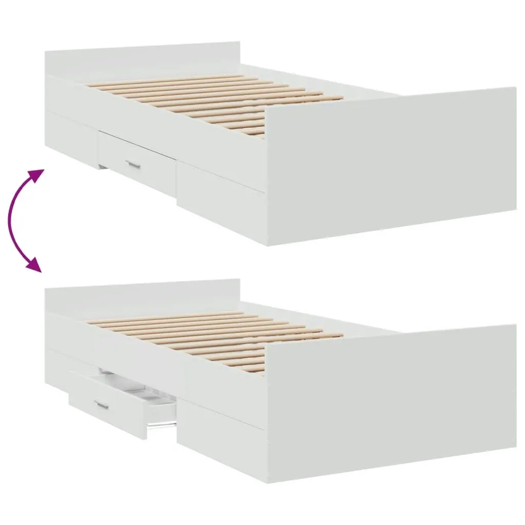 Bed Frame with Drawers without Mattress White 90x190 cm 3280342