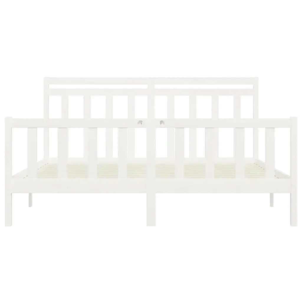 Bed Frame without Mattress White Solid Wood Pine 183x203 cm King 3107044