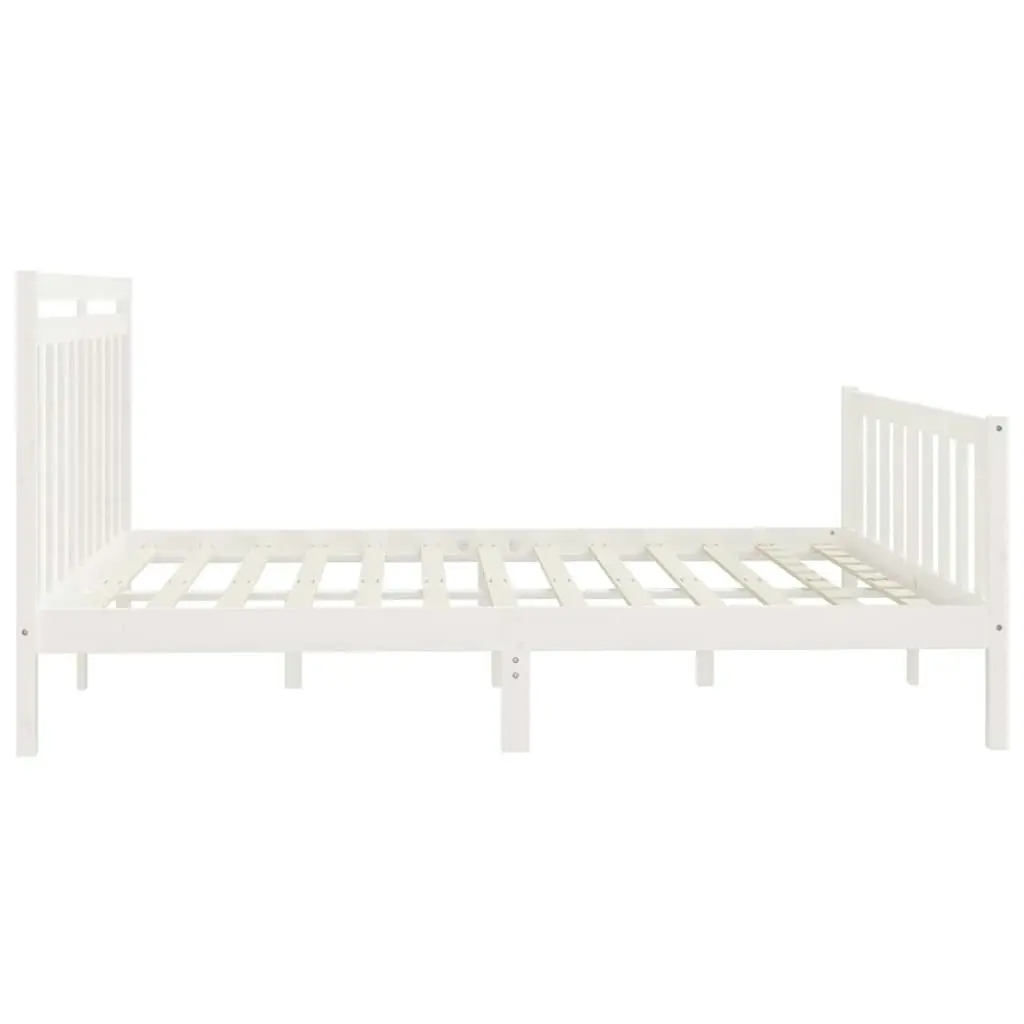 Bed Frame without Mattress White Solid Wood Pine 183x203 cm King 3107044