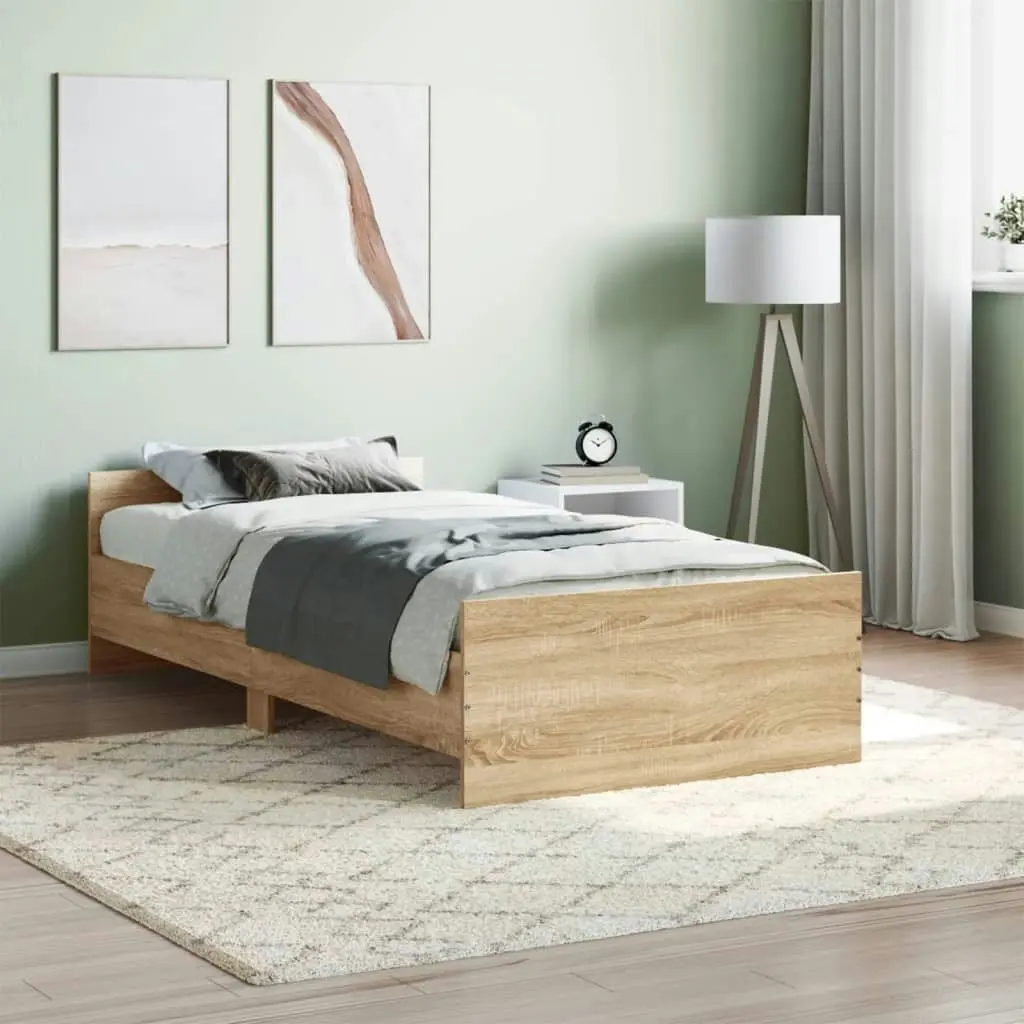 Bed Frame Sonoma Oak 92x187 cm Single Size Engineered Wood 835941