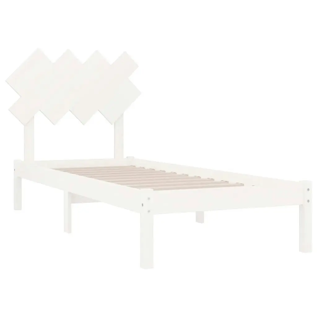 Bed Frame White 92x187 cm Single Size Solid Wood 3104834