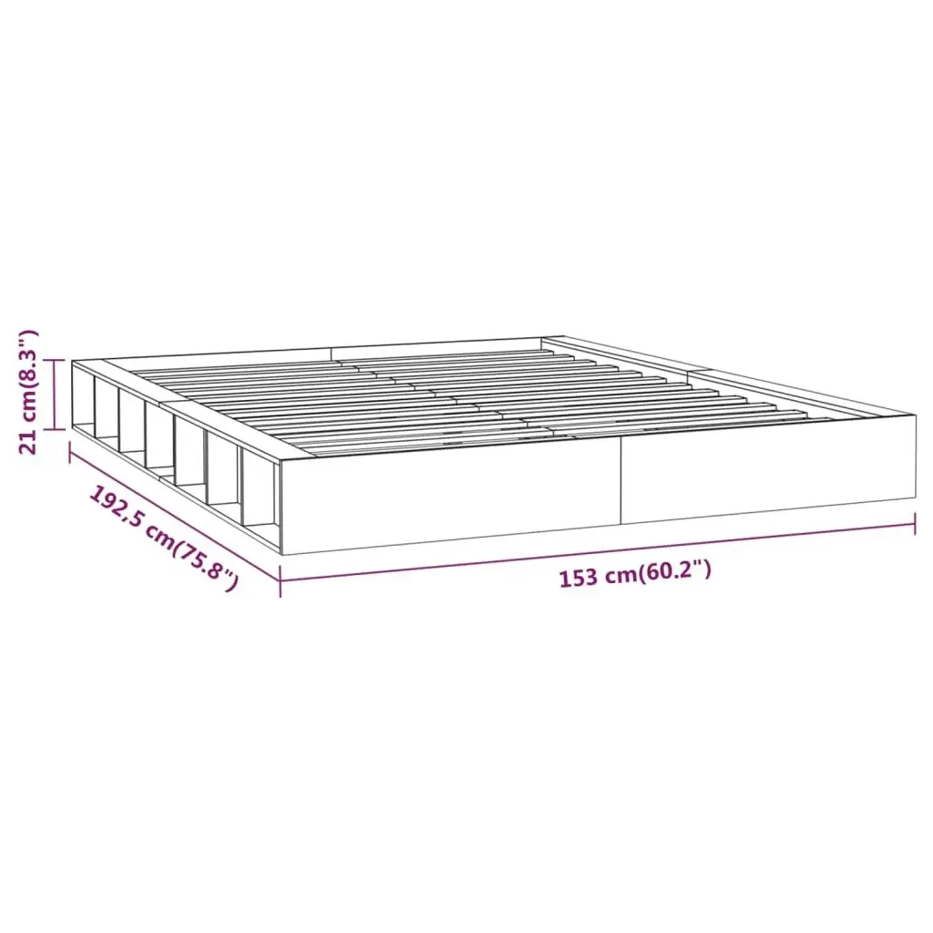 Bed Frame White 137x187 cm Double Size Solid Wood 820712