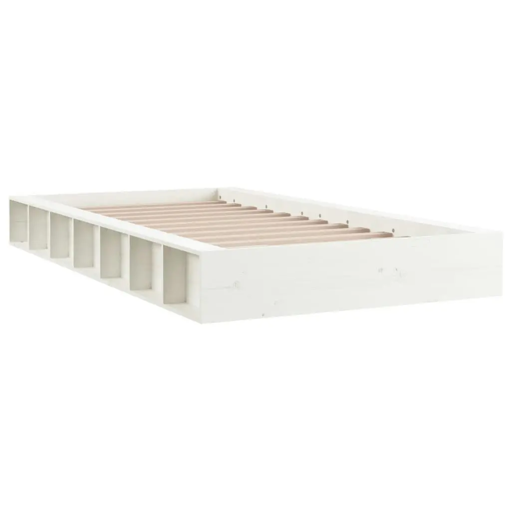 Bed Frame White 137x187 cm Double Size Solid Wood 820712