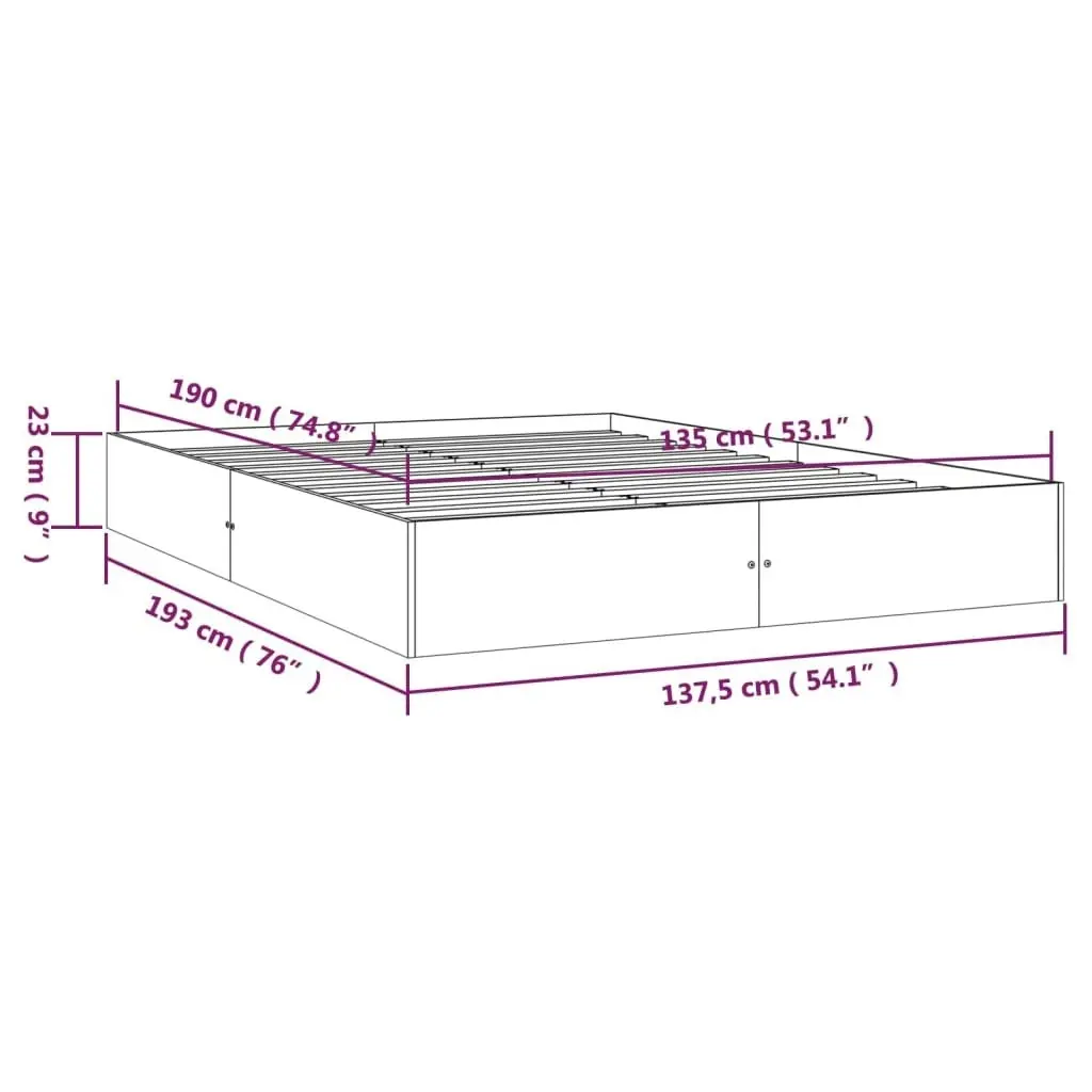 Bed Frame without Mattress Solid Wood 135x190 cm 820077