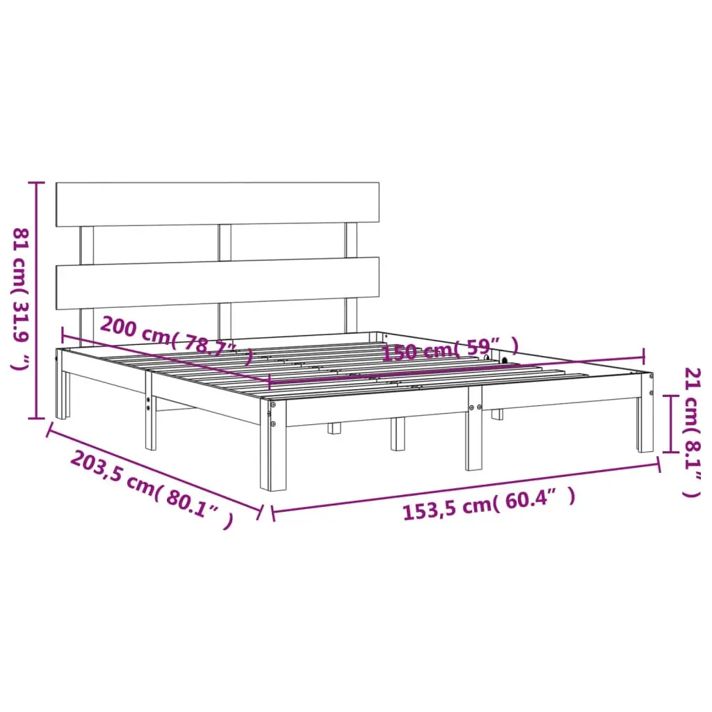 Bed Frame without Mattress 150x200 cm Solid Wood Pine 3193536