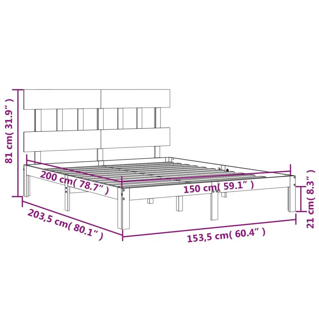 Bed Frame without Mattress 150x200 cm Solid Wood Pine 3193601