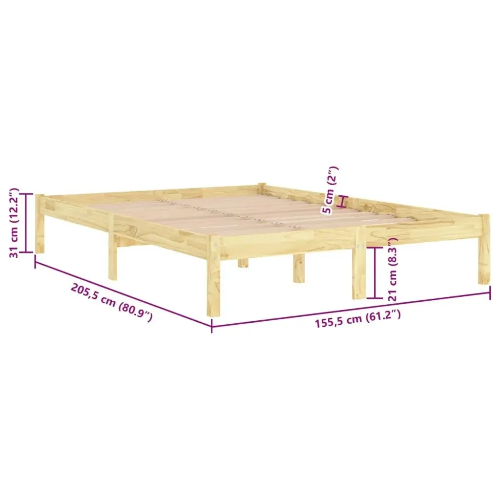 Bed Frame Solid Wood 153x203 cm Queen Size 810022