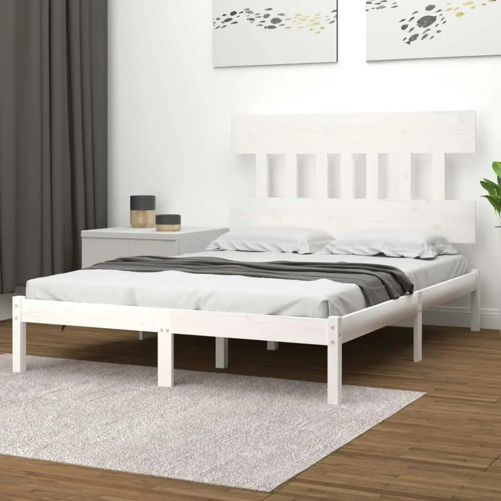 Bed Frame White Solid Wood 183x203 cm King Size 3104754