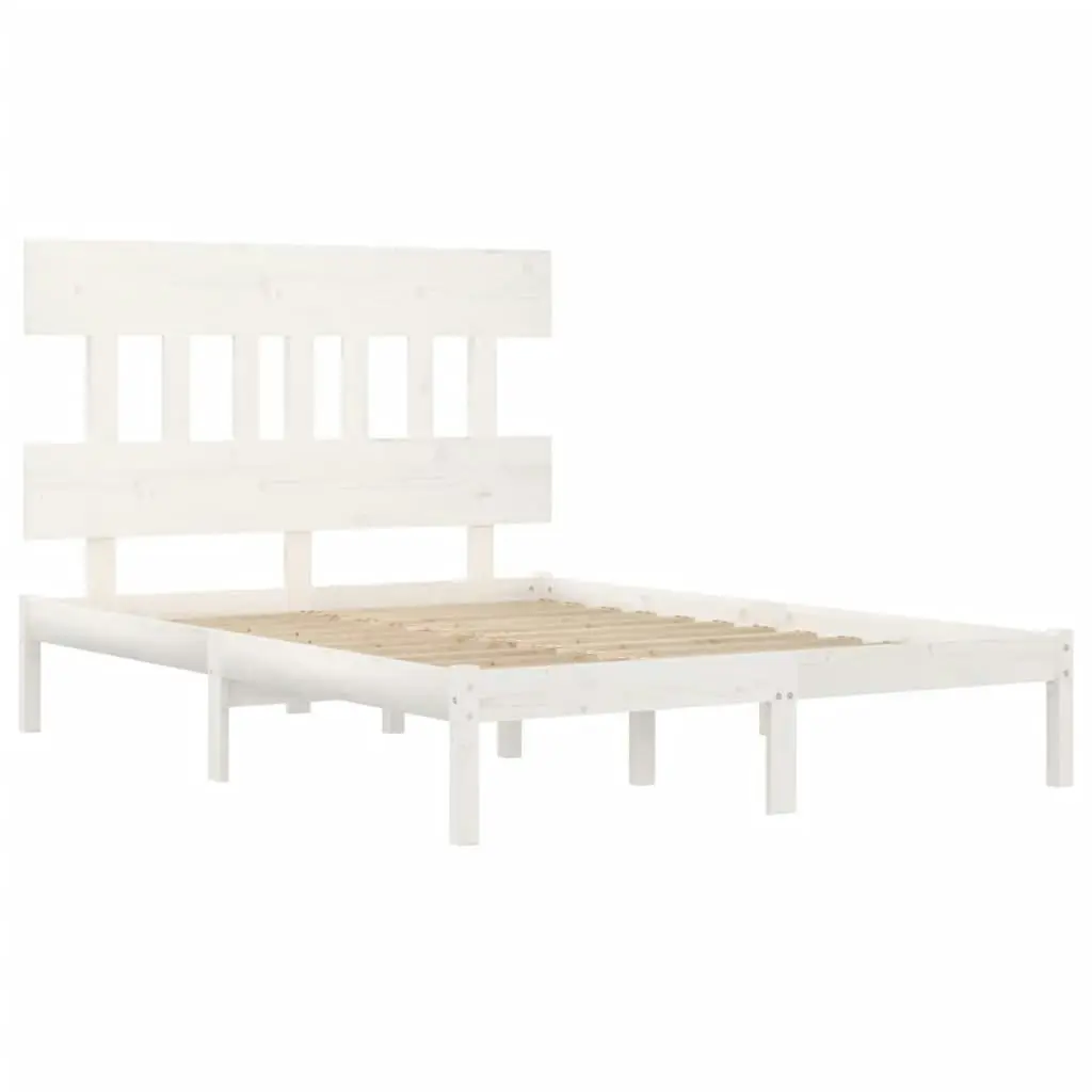 Bed Frame White Solid Wood 183x203 cm King Size 3104754