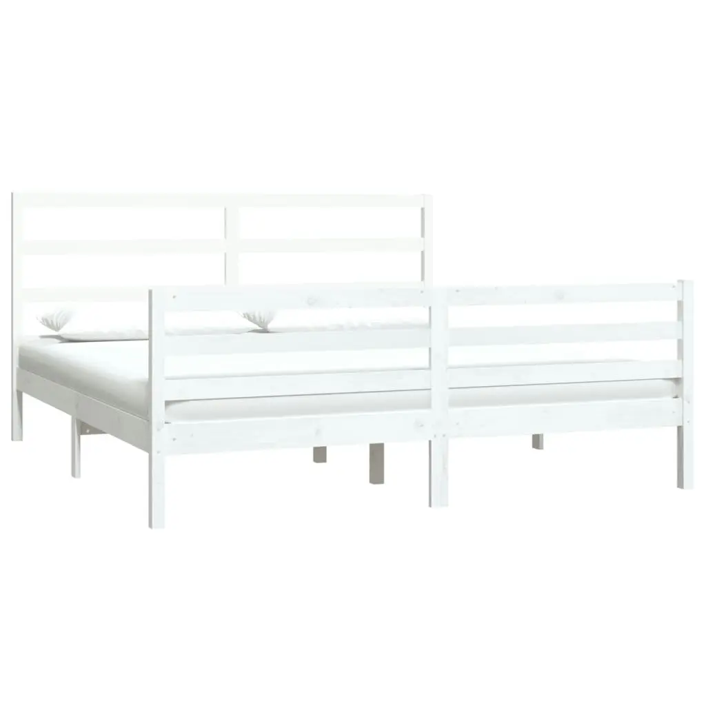 Bed Frame White Solid Wood Pine 183x203 cm King Size 3105022