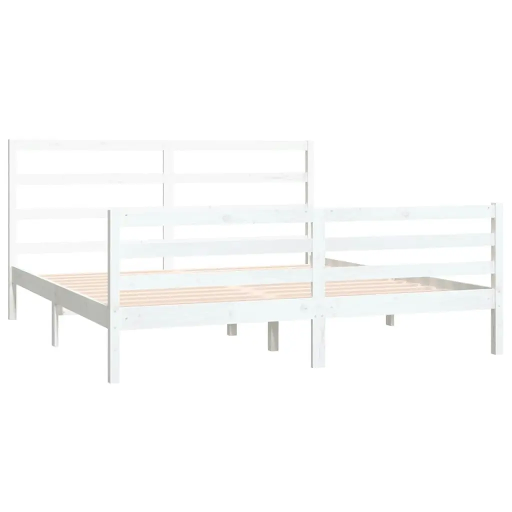 Bed Frame White Solid Wood Pine 183x203 cm King Size 3105022