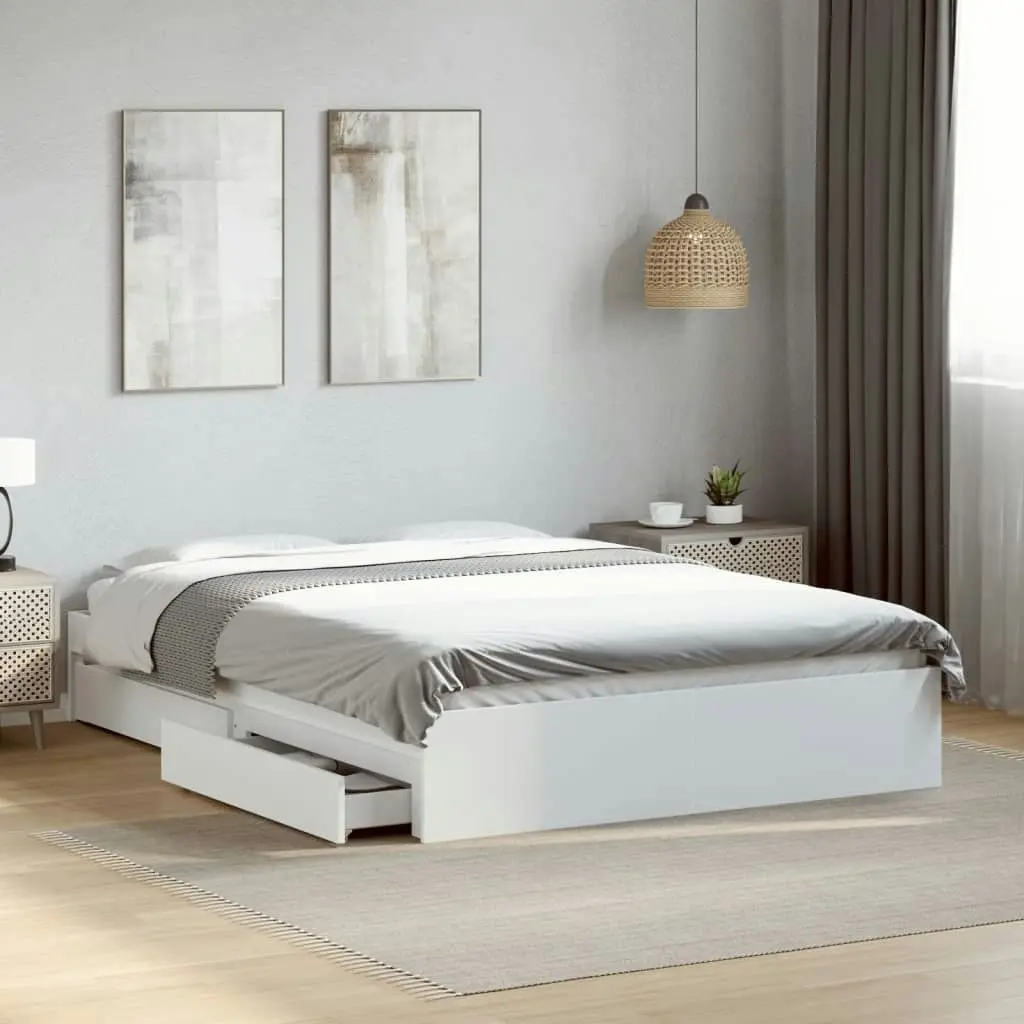 Bed Frame with Drawers without Mattress White 135x190 cm 3280692