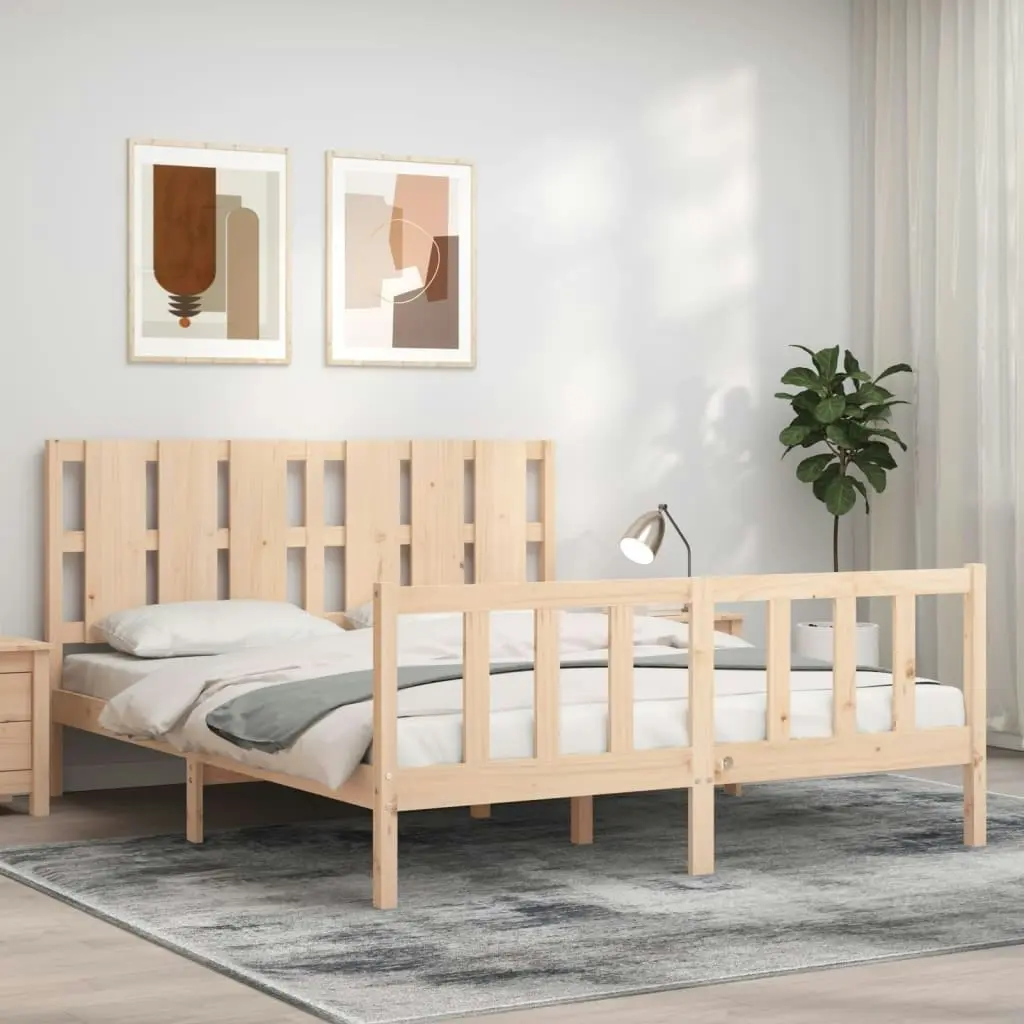 Bed Frame without Mattress 150x200 cm Solid Wood Pine 3192236