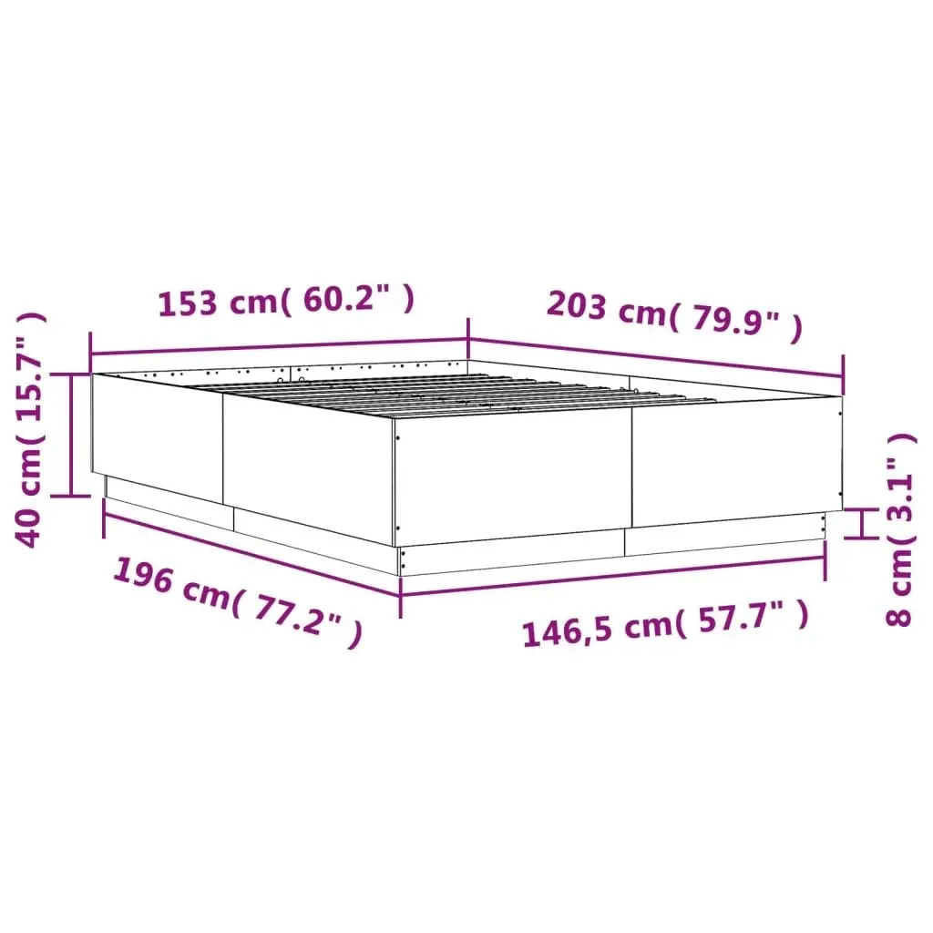 Bed Frame without Mattress Black 150x200 cm 3209696