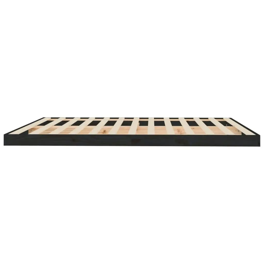 Bed Frame without Mattress Black 183x203 cm King Solid Wood Pine 823433